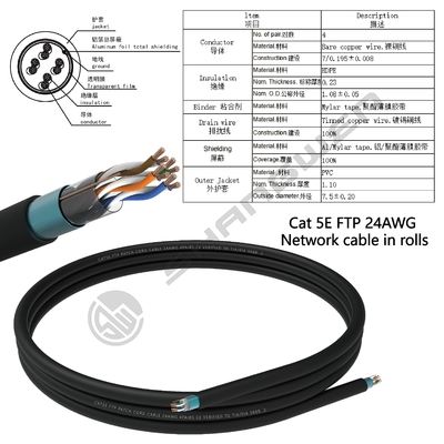 Cat5e FTP Ethernet Network Internet Patch Cord Cable RJ45 24AWG 4P 4pair CE UL Multiple Copper Twist Soft CCA BC Conductor