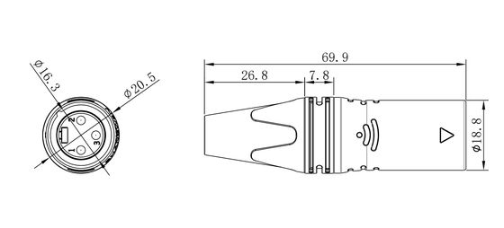 Outdoor IP65 Waterproof 3-Pin XLR Connector 5-8mm Wire Diameter Cu Alloy Contacts Male/Female Plug Audio Cable Connector 3-Pin