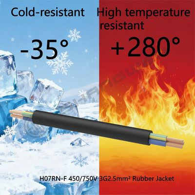 3*2.5mm2  H07RN-F 450/750V  CCC VDE 3 Core Sheathed Wire Bare Copper Core Cable 2.5 mm² 3 Core Power Cable Black Rubber Cable