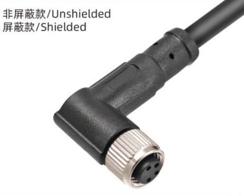 Прочный наружный IP67 водонепроницаемый M8 угловой женский розетка 3-8A для суровой среды