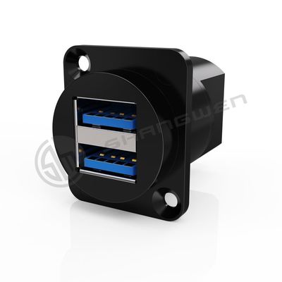 9-контактный экранированный пылезащищенный двухпортовый USB Type A/B 3.0 разъем для кабеля передачи данных, изготовленный на заказ, пластиковый корпус ABS, медь для аудио