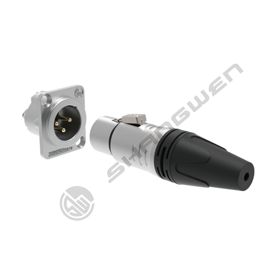 Audio Video Equipment 10A Rated XLR Male Connector with Waterproof Silver-Plated Contacts and DMX Thread Coupling Shell