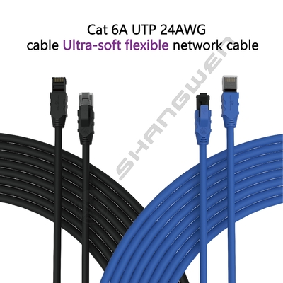 Cat6a 24awg UTP Cable PVC Jacket 4pair CE UL MultipleTwist 100% Oxygen-free Pure Copper Indoor Blue Black Ethernet Network