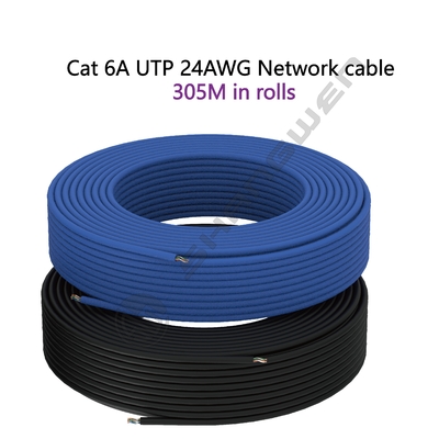 Cat6a 24awg UTP Cable PVC Jacket 4pair CE UL MultipleTwist 100% Oxygen-free Pure Copper Indoor Blue Black Ethernet Network