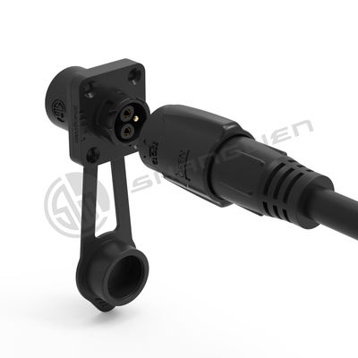 M19 Series Power Input Cable Push-pull Self-locking Black Connection Industrial 3 Pin Male Socket  Power Connector